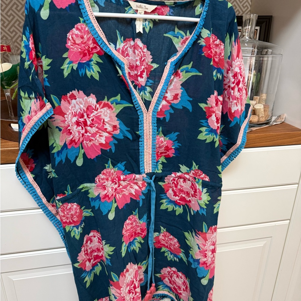 Matilda Jane Floral Kaftan with Pink and Blue Accents- swimsuit coverup